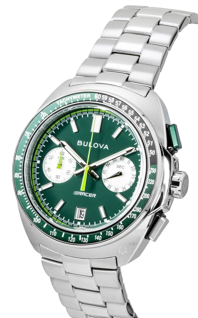 Alt view image 3 of 4 - Bulova Racer Chronograph Stainless Steel Green Dial Quartz 98B468 Men's Watch