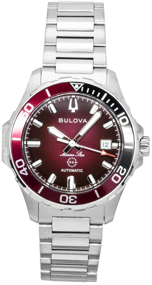 Main image of Bulova Marine Star Stainless Steel Red Dial Automatic Diver's 98B472 200M Men's Watch