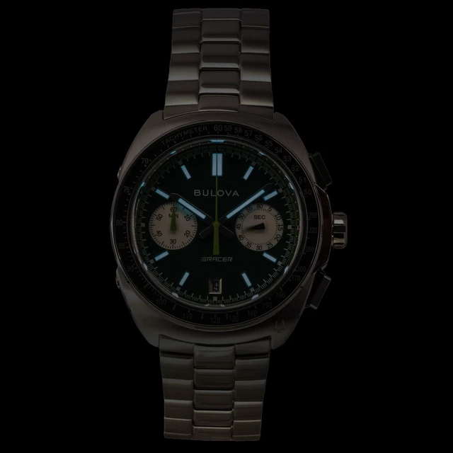 Alt view image 2 of 4 - Bulova Racer Chronograph Stainless Steel Green Dial Quartz 98B468 Men's Watch