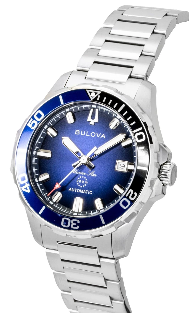 Alt view image 3 of 4 - Bulova 98B466 Mens Marine Star Series B Automatic Watch - Silver-Tone Stainless/Blue