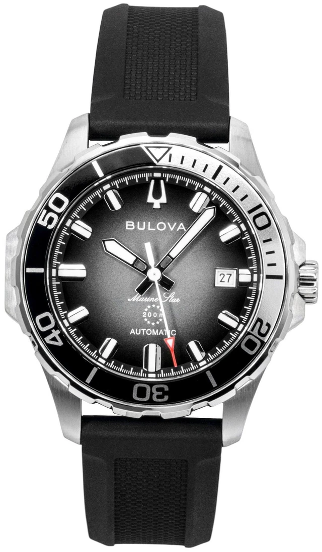 Main image of Bulova Marine Star Rubber Strap Black Dial Automatic Diver's 98B465 200M Men's Watch