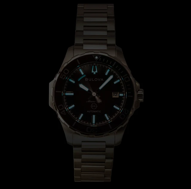 Alt view image 2 of 4 - Bulova Marine Star Stainless Steel Red Dial Automatic Diver's 98B472 200M Men's Watch