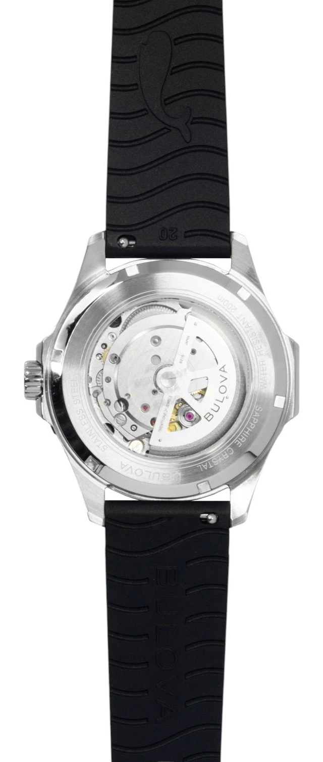 Alt view image 4 of 4 - Bulova Marine Star Rubber Strap Black Dial Automatic Diver's 98B465 200M Men's Watch