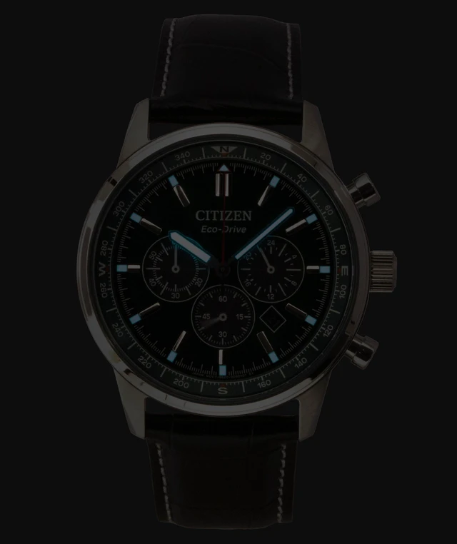 Alt view image 2 of 4 - Citizen Eco-Drive Chronograph Leather Strap Green Dial CA4720-01X 100M Men's Watch