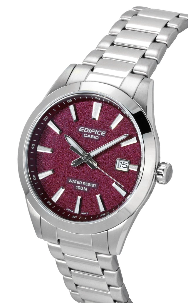 Alt view image 3 of 4 - Casio Edifice Analog Stainless Steel Red Dial Quartz EFV-160D-4AV 100M Men's Watch