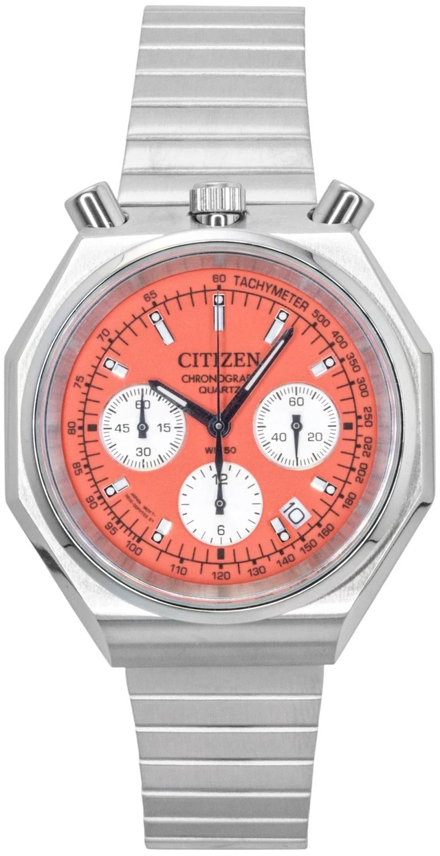 Main image of Citizen Bullhead Chronograph Stainless Steel Orange Dial Quartz AN3700-89Z Men's Watch