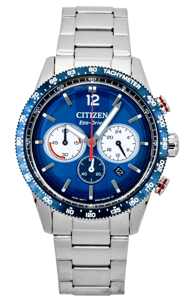 Alt view image 5 of 7 - Citizen Eco-Drive Chronograph Stainless Steel Navy Blue Dial CA4716-50L 100M Men's Watch