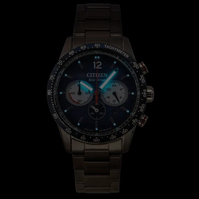 Alt view image 6 of 7 - Citizen Eco-Drive Chronograph Stainless Steel Navy Blue Dial CA4716-50L 100M Men's Watch