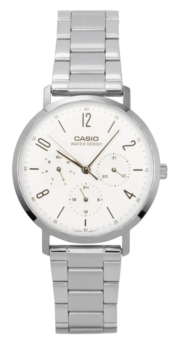Alt view image 4 of 6 - Casio Analog Stainless Steel White Dial Quartz MTP-VT06D-7B Men's Watch