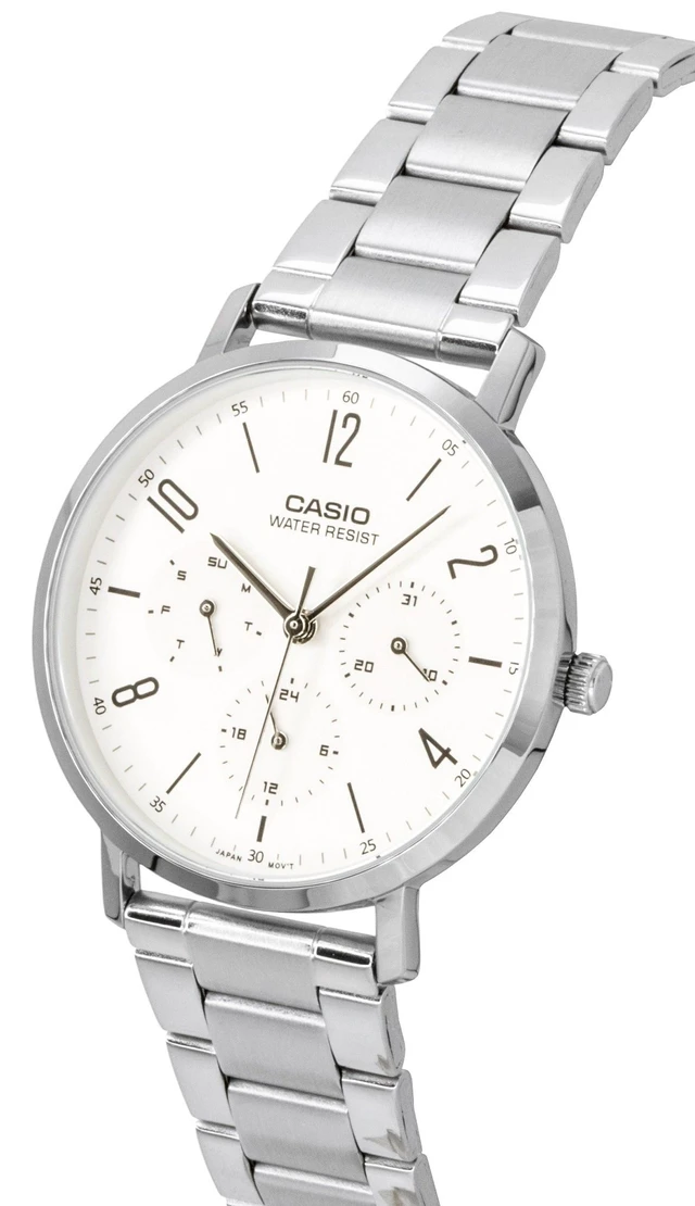 Alt view image 5 of 6 - Casio Analog Stainless Steel White Dial Quartz MTP-VT06D-7B Men's Watch