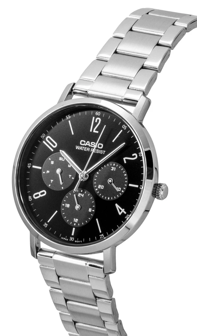 Alt view image 5 of 6 - Casio Analog Stainless Steel Black Dial Quartz MTP-VT06D-1B Men's Watch