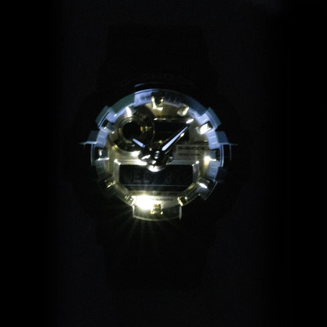 Alt view image 5 of 5 - Casio G-Shock Analog Digital Resin Strap Gold Dial Quartz GA-700CMG-3A 200M Men's Watch
