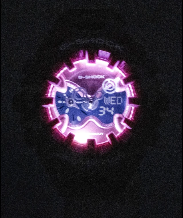 Alt view image 7 of 7 - Casio G-Shock Analog Digital Resin Strap Pink Dial Quartz GA-V01CMG-4A 200M Women's Watch