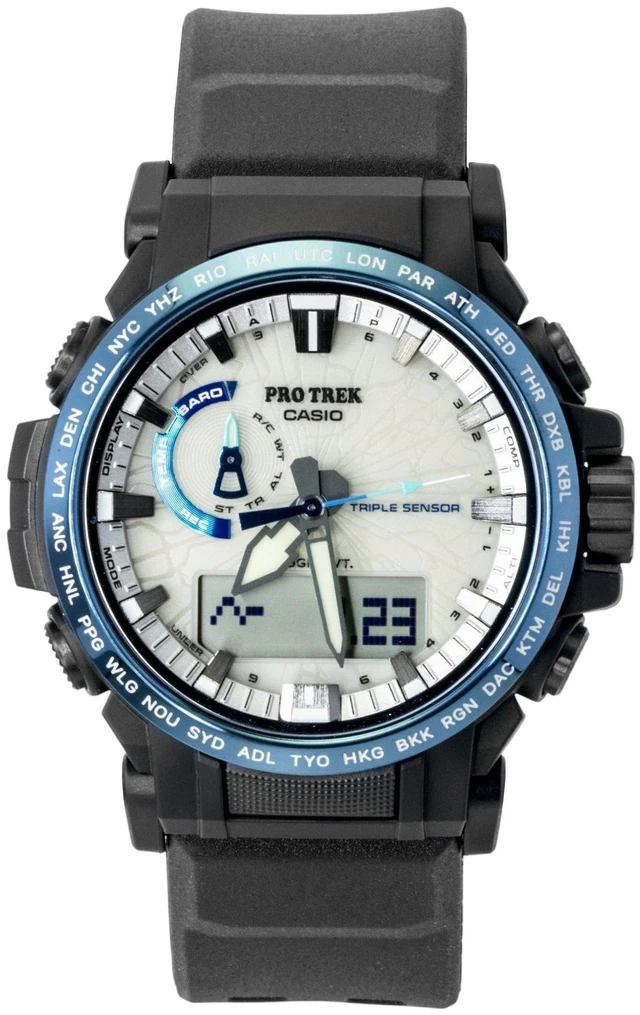 Main image of Casio Pro Trek Dragon Eye Analog Digital Radio Control White Dial Solar PRW-61D-2 100M Men's Watch