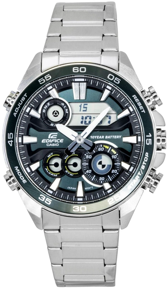 Main image of Casio Edifice Analog Digital Stainless Steel Green Dial Quartz ERA-130D-3A 100M Men's Watch