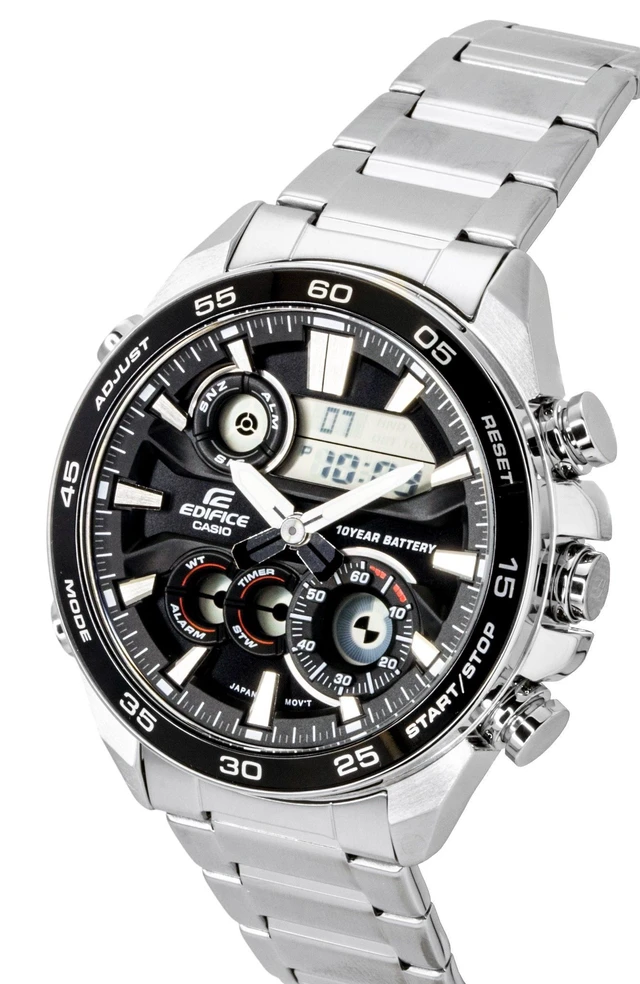 Alt view image 4 of 5 - Casio Edifice Analog Digital Stainless Steel Black Dial Quartz ERA-130D-1A 100M Men's Watch