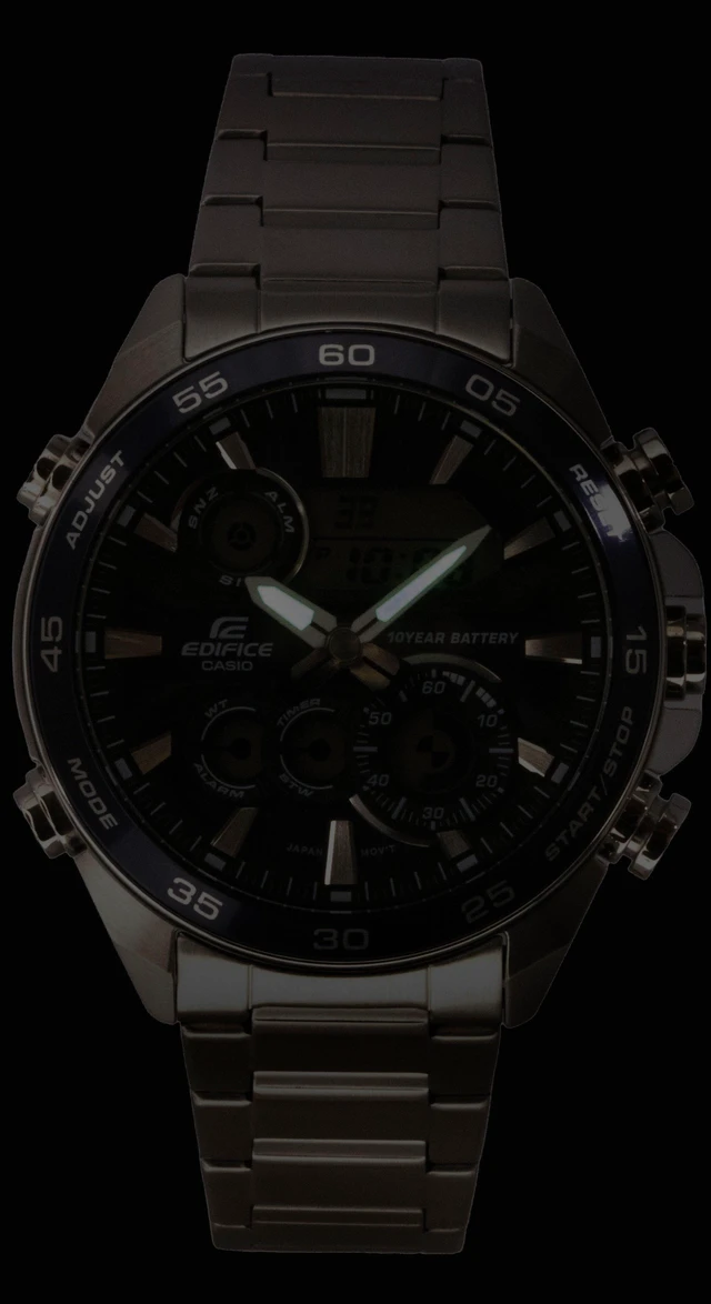 Alt view image 2 of 5 - Casio Edifice Analog Digital Stainless Steel Blue Dial Quartz ERA-130D-2A 100M Men's Watch
