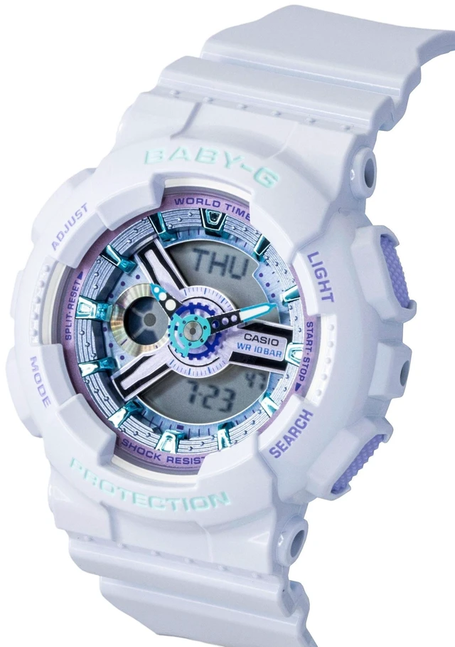 Alt view image 4 of 5 - Casio Baby-G Analog Digital Resin Strap White Dial Quartz BA-110MC-7A 100M Women's Watch