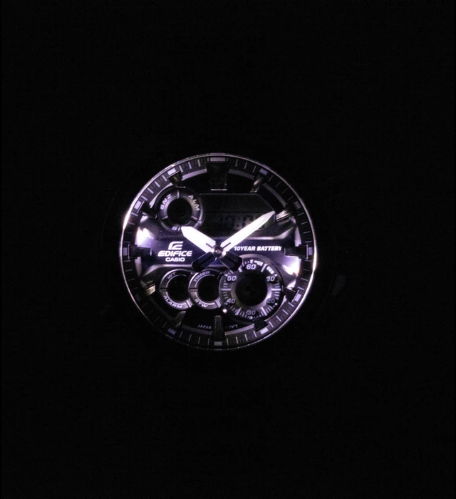 Alt view image 3 of 5 - Casio Edifice Analog Digital Stainless Steel Blue Dial Quartz ERA-130D-2A 100M Men's Watch