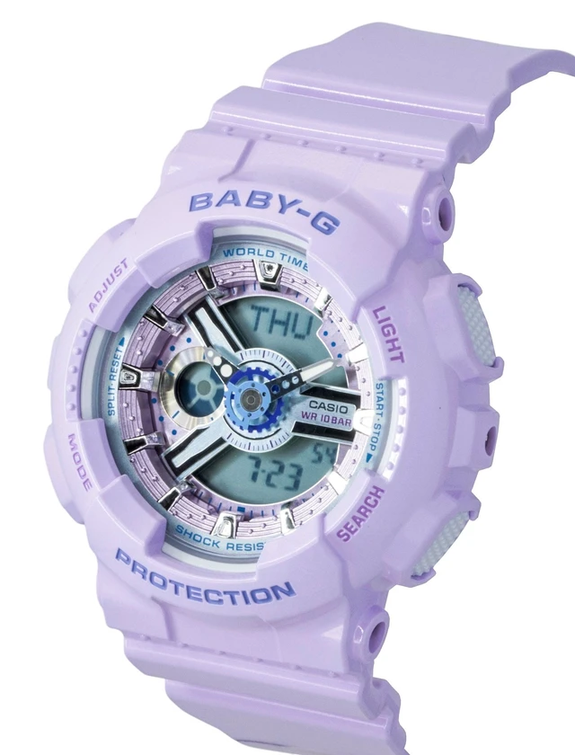Alt view image 4 of 5 - Casio Baby-G Analog Digital Resin Strap Purple Dial Quartz BA-110MC-6A 100M Women's Watch