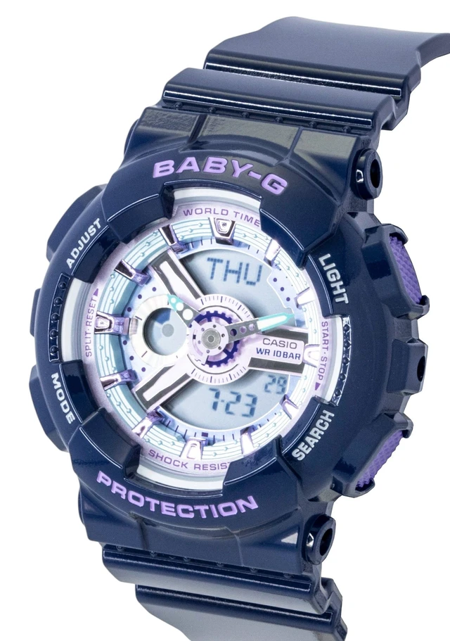 Alt view image 4 of 5 - Casio Baby-G Analog Digital Resin Strap Blue Dial Quartz BA-110MC-2A 100M Women's Watch