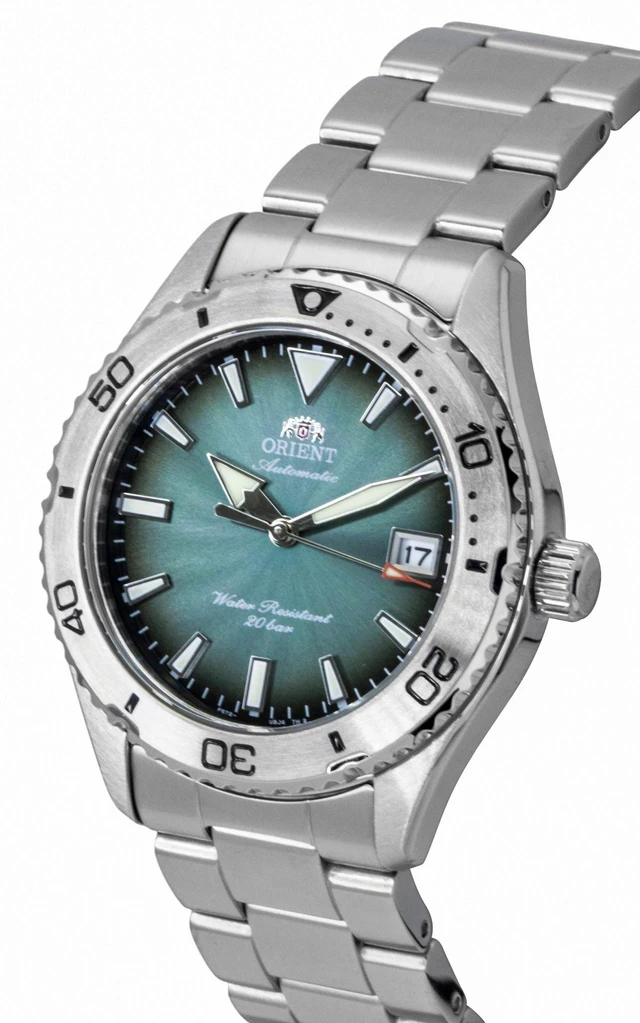 Alt view image 7 of 7 - Orient Mako Sport Stainless Steel Green Dial Automatic Diver's RA-AC0Q13E 200M Men's Watch