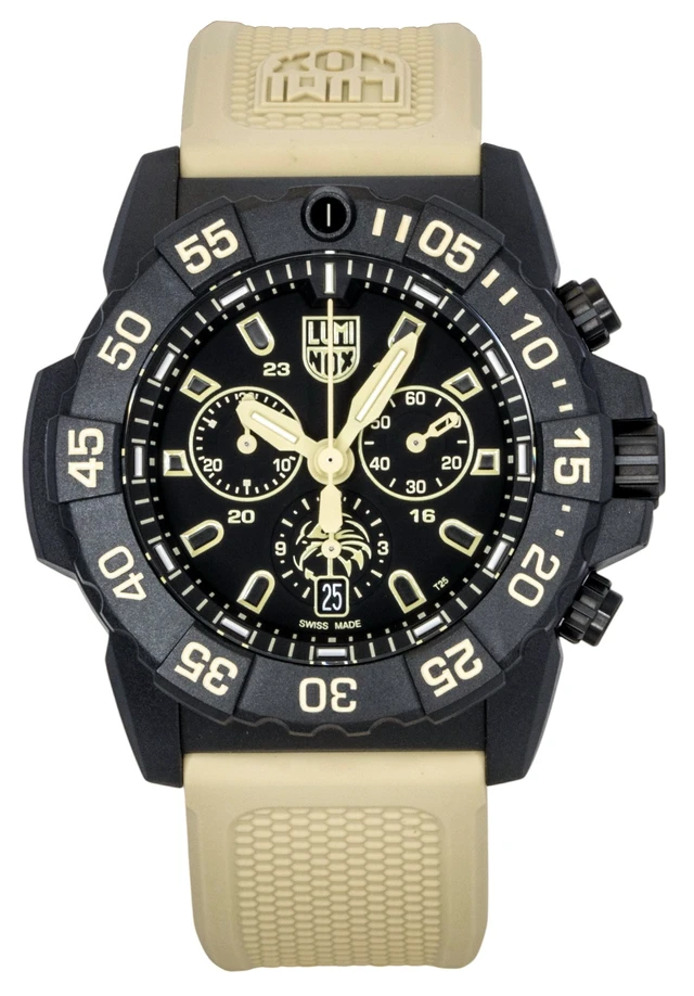 Alt view image 5 of 7 - Luminox Navy Seal Chronograph Rubber Strap Black Dial Quartz Diver's XS.3590.NSF.2 200M Men's Watch