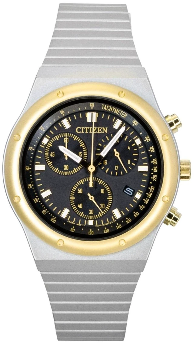Main image of Citizen Eco-Drive Chronograph Stainless Steel Black Dial AT2544-64E Men's Watch
