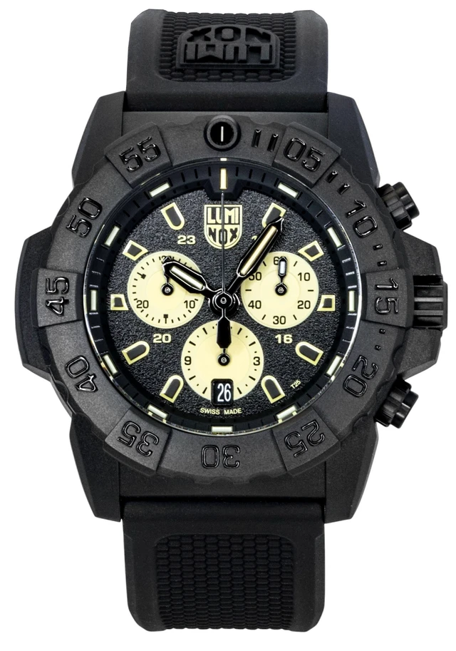 Alt view image 5 of 7 - Luminox Navy Seal Chronograph Rubber Strap Black Dial Quartz Diver's XS.3587 200M Men's Watch