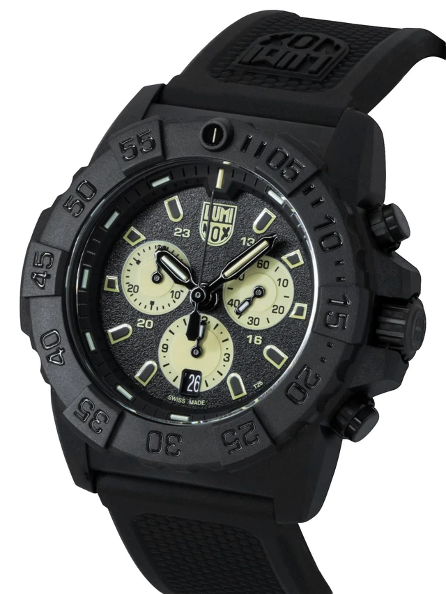 Alt view image 7 of 7 - Luminox Navy Seal Chronograph Rubber Strap Black Dial Quartz Diver's XS.3587 200M Men's Watch