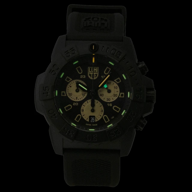 Alt view image 6 of 7 - Luminox Navy Seal Chronograph Rubber Strap Black Dial Quartz Diver's XS.3587 200M Men's Watch