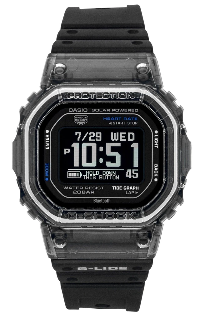 Alt view image 6 of 7 - Casio G-Shock G-Lide Smartphone Link Digital Bio-Based Resin Strap Solar GBX-H5600-1 200M Men's Watch