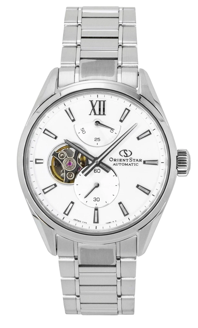 Alt view image 4 of 6 - Orient Star Contemporary M34 F7 Stainless Steel Semi Skeleton White Dial Automatic RE-BY0011S Men's Watch