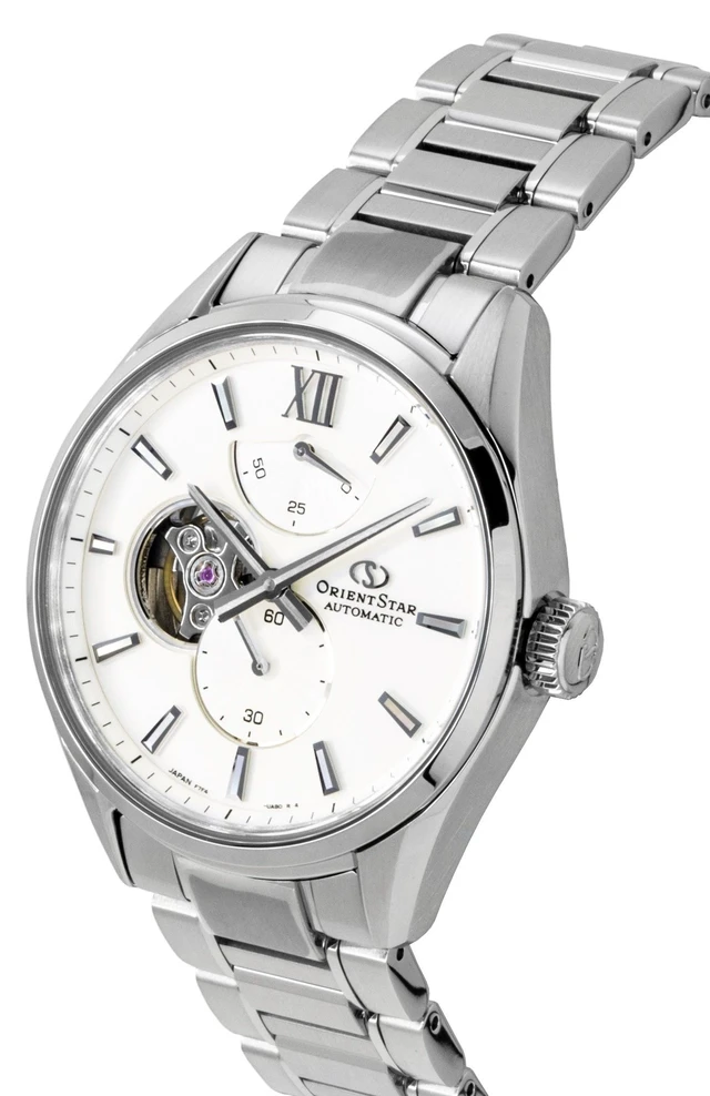 Alt view image 5 of 6 - Orient Star Contemporary M34 F7 Stainless Steel Semi Skeleton White Dial Automatic RE-BY0011S Men's Watch