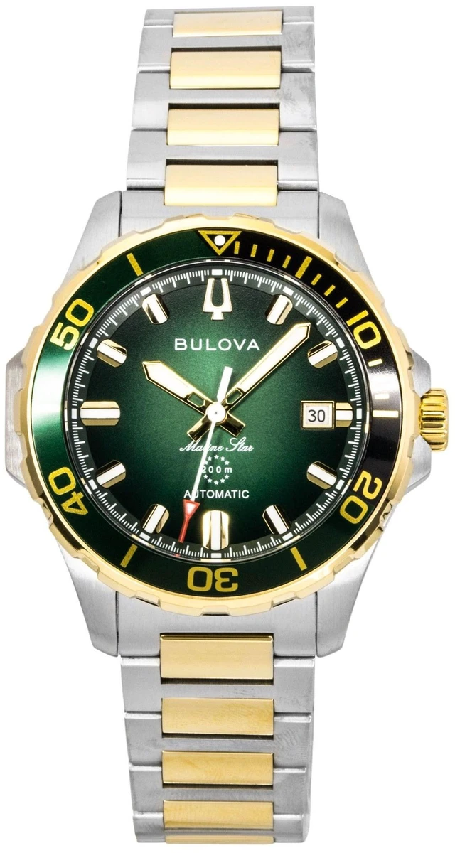 Alt view image 4 of 7 - Bulova 98B467 Mens Marine Star Series B Automatic Watch - Two-Tone/Green