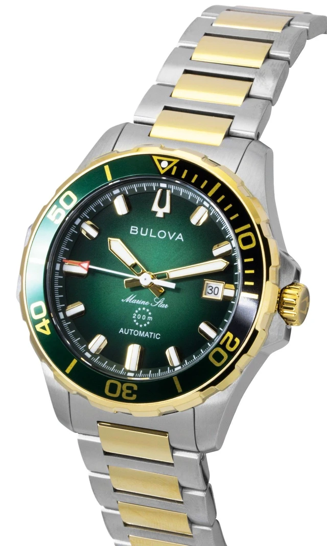 Alt view image 6 of 7 - Bulova 98B467 Mens Marine Star Series B Automatic Watch - Two-Tone/Green
