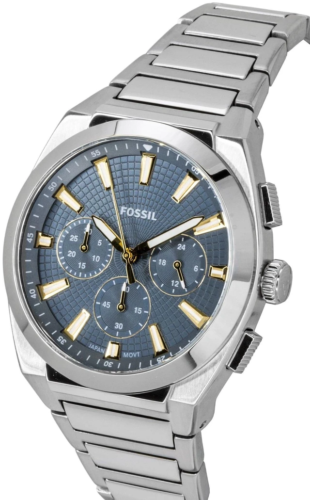 Alt view image 3 of 4 - Fossil Everett Chronograph Stainless Steel Blue Dial Quartz FS6154 Men's Watch