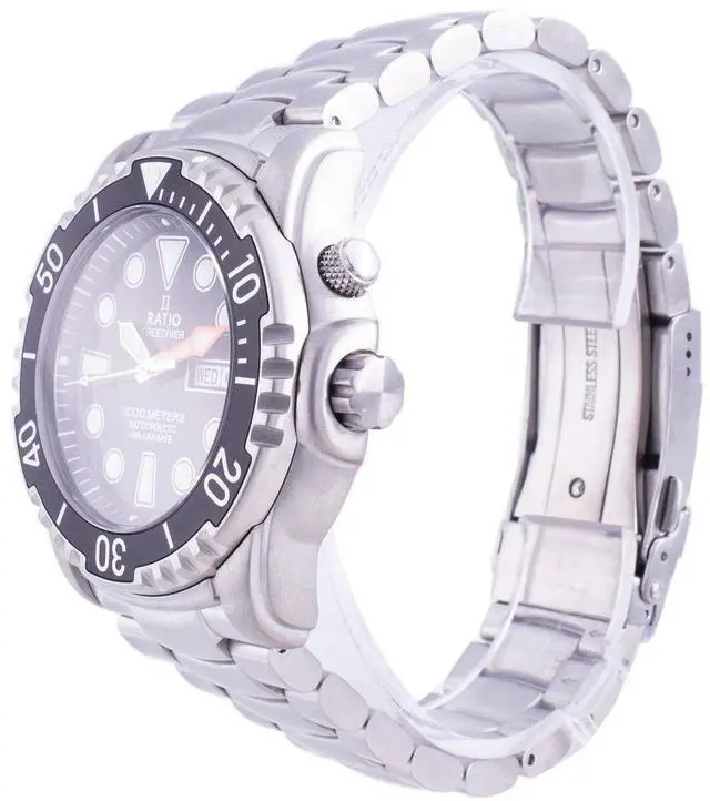 Alt view image 4 of 7 - Ratio FreeDiver Helium-Safe 1000M Black Dial Sapphire Crystal Automatic 1068HA96-34VA-BLK Men's Watch