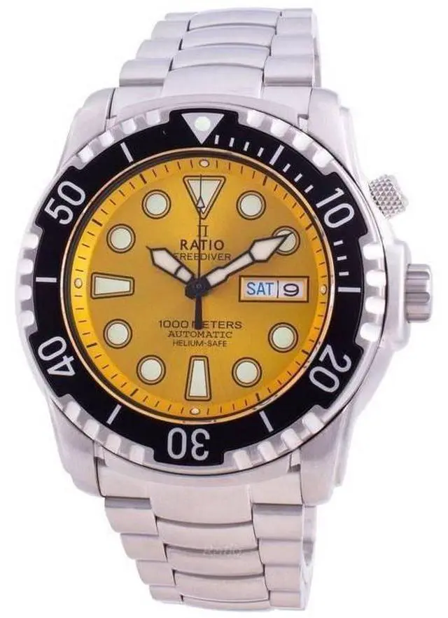 Main image of Ratio FreeDiver Helium-Safe 1000M Yellow Dial Sapphire Crystal Automatic 1068HA96-34VA-YLW Men's Watch