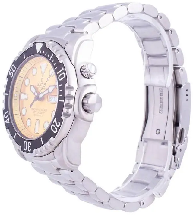 Alt view image 2 of 7 - Ratio FreeDiver Helium-Safe 1000M Yellow Dial Sapphire Crystal Automatic 1068HA96-34VA-YLW Men's Watch