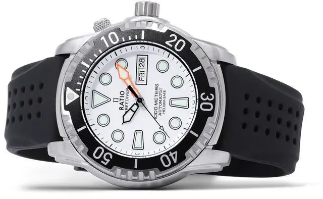 Alt view image 3 of 7 - Ratio FreeDiver Helium-Safe 1000M White Dial Sapphire Crystal Automatic 1068HA90-34VA-WHT Men's Watch