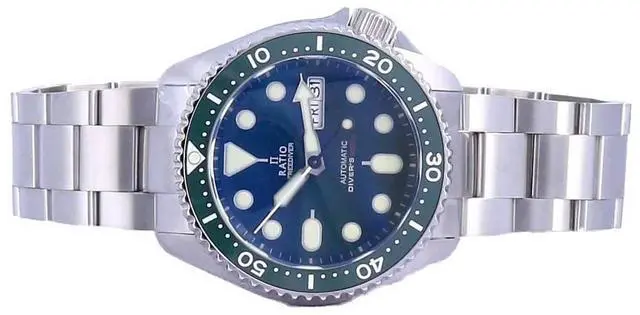 Alt view image 4 of 7 - Ratio FreeDiver Green Dial Sapphire Crystal Stainless Steel Automatic RTA105 200M Mens Watch