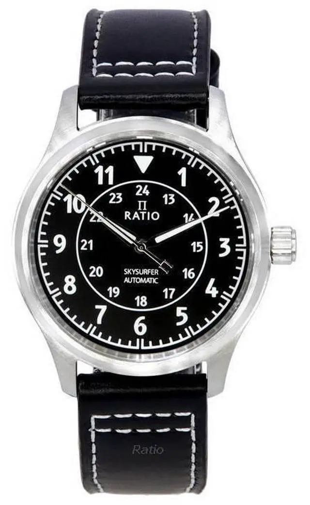 Main image of Ratio Skysurfer Pilot Black Sunray Dial Leather Automatic RTS314 200M Men's Watch