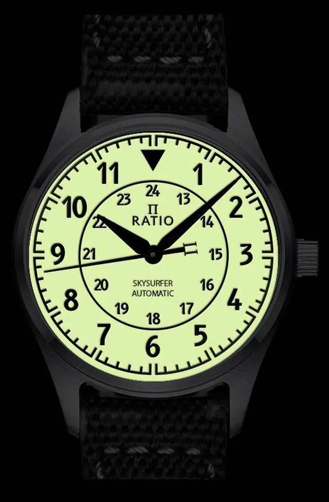 Alt view image 2 of 6 - Ratio Skysurfer Pilot Full Luminous Dial Leather Automatic RTS316 200M Men's Watch