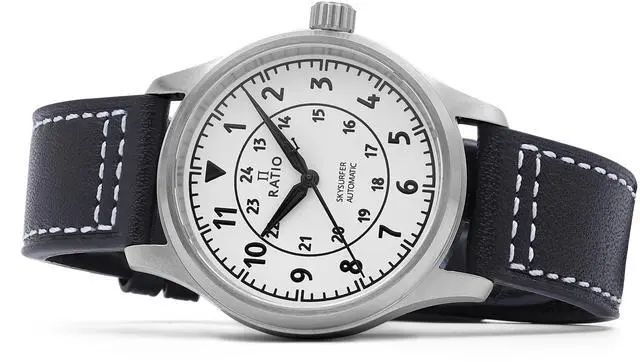 Alt view image 3 of 6 - Ratio Skysurfer Pilot Full Luminous Dial Leather Automatic RTS316 200M Men's Watch