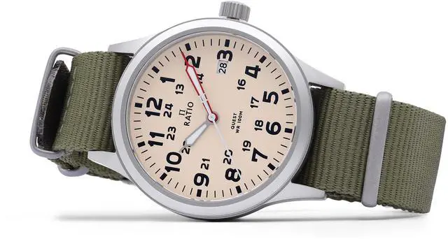 Alt view image 3 of 7 - Ratio Quest Men's Field Watch Sapphire Nylon Strap Quartz RTQ011 100M Lewis And Clark Edition
