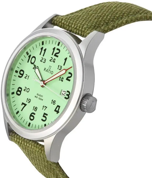 Alt view image 4 of 7 - Ratio Quest Men's Field Watch Sapphire Canvas Strap Quartz RTQ021 100M Lewis And Clark Edition