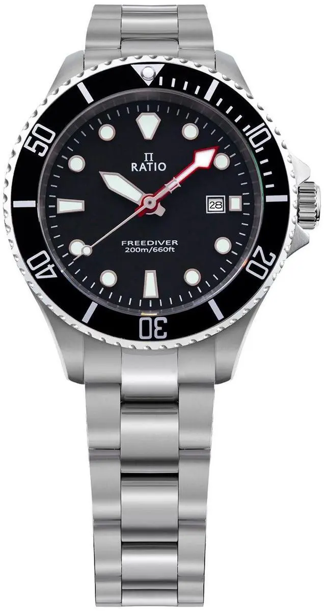 Main image of Ratio FreeDiver Sapphire Crystal Stainless Steel Black Dial Quartz RTFL800 200M Ladies Womens Watch
