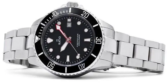 Alt view image 4 of 7 - Ratio FreeDiver Sapphire Crystal Stainless Steel Black Dial Quartz RTFL800 200M Ladies Womens Watch