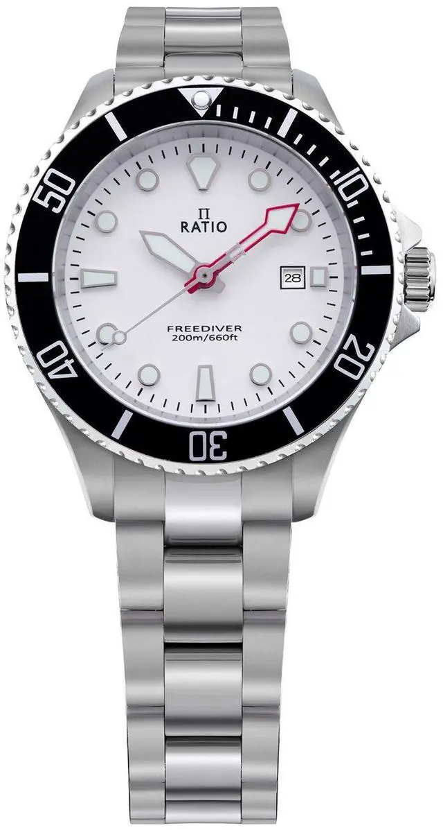 Main image of Ratio FreeDiver Sapphire Crystal Stainless Steel White Dial Quartz RTFL802 200M Ladies Womens Watch
